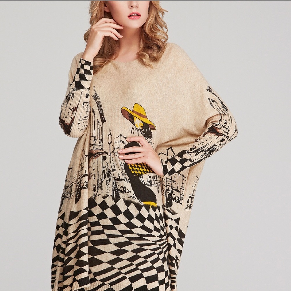 Tan Fashionista-Themed Boatneck Tunic - Picture 2 of 3